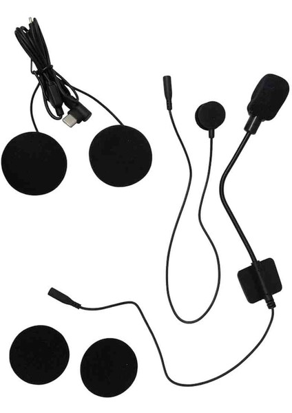 Type C Girişli Intercom Kulaklık Seti Çift Mikrofonlu ,motosiklet Kask Interkom Yedek Kulaklığı