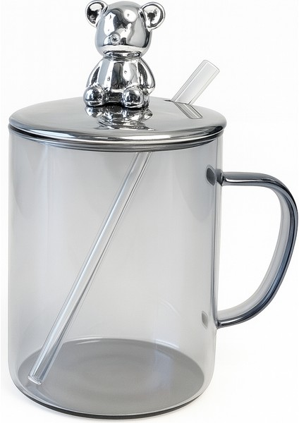 Ayıcık Kapak Figürlü Kupa Gümüş Ayıcıklı-silver mug bear -kahve
