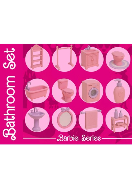 Barbie Bebek Evi Banyo Seti-Bathroom Set/accessories