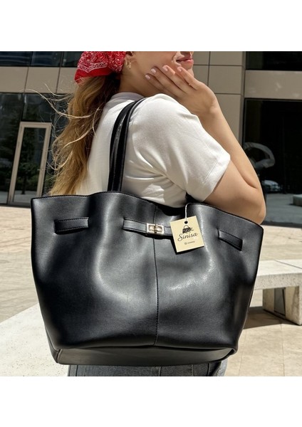 Kadın Leo Model Nubuk Kilit Detaylı El ve Omuz Çantası
