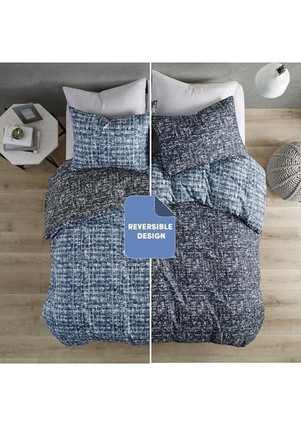 Spaces Ikiz Yorgan Seti - Her Mevsim Için Mavi Yatakhane Yatağı, Ultra Yumuşak 2 Parça Ters Çevrilebilir Yorgan, 1 Eşleşen Kılıflı, Bakımı Kolay, Makinede Yıkanabilir, Ikiz/ikiz Xl modelleri