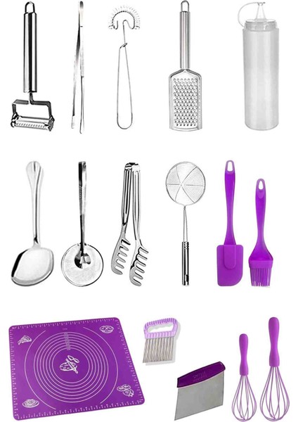 16 Adet Mutfak Için Her Şey; Mutfak Hazırlık Servis Maşa Pratik Mutfak Aletleri Çeyiz Set