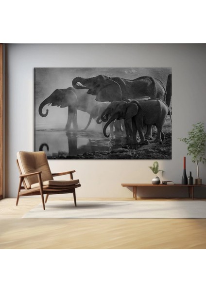 Fil Sürüsü Kanvas Tablo