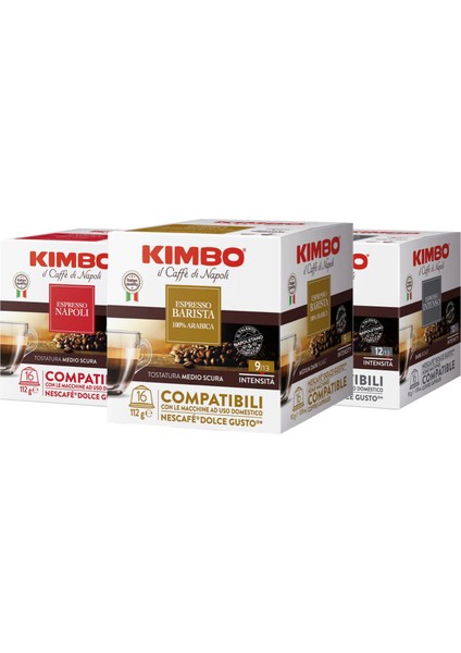 Espresso Barista + Napoli + Intenso Dolce Gusto Uyumlu Kahve (16’lı Kutuda) (3’lü Set)