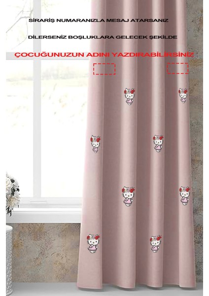 Hello Kitty Çocuk Odası Karartma Blackout Fon Perde modelleri