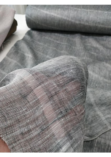 Çizgili Keten Tül Perde - Gri - Pileli Dikim 1x2,5 Pile - G5656 fiyatları