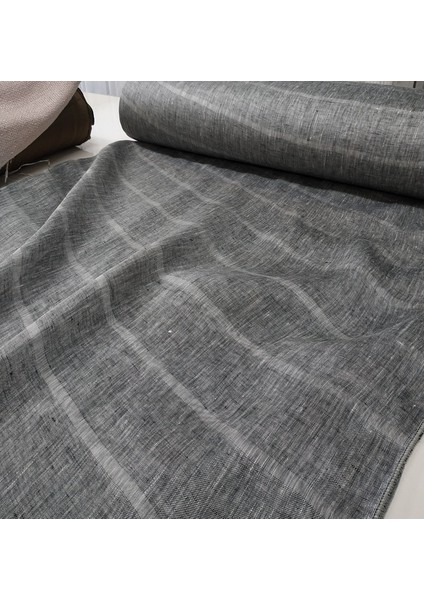 Çizgili Keten Tül Perde - Gri - Pileli Dikim 1x2,5 Pile - G5656 modelleri