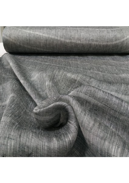 Çizgili Keten Tül Perde - Gri - Pileli Dikim 1x2,5 Pile - G5656 indirimleri