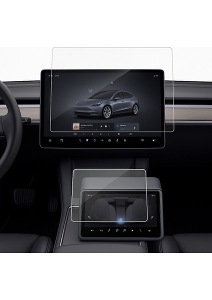 Tesla Model Y Juniper İçin Multimedya Ve Arka Yolcu Ekranı Uyumlu 9H Nano Ekran Koruyucu
