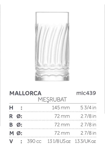 Mallorca 6"lı Meşrubat & Su Bardağı (Şık Eşsiz Tasarım) fırsatları
