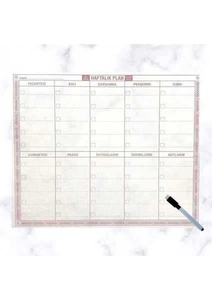 Şeffaf Kendiliğinden Yapışkanlı Kalemli Haftalık Planlayıcı 40CM-50CM