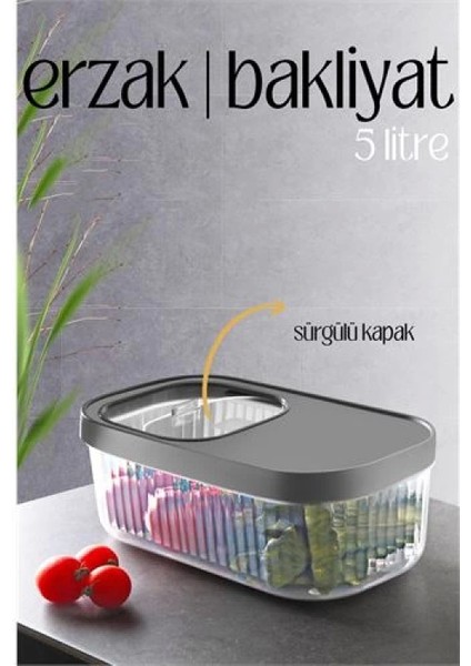 Multibox Erzak Bakliyat Kutusu Sürgülü Kapak 5 Litre