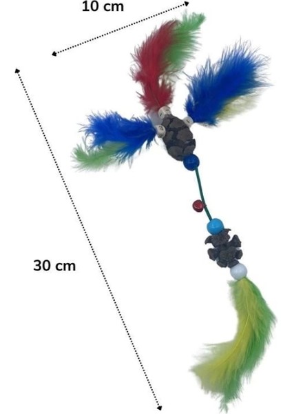 Tüylü Tahta Boncuklu Zilli Kedi Oyuncağı Çok Renkli Kedi Oyuncak fırsatları