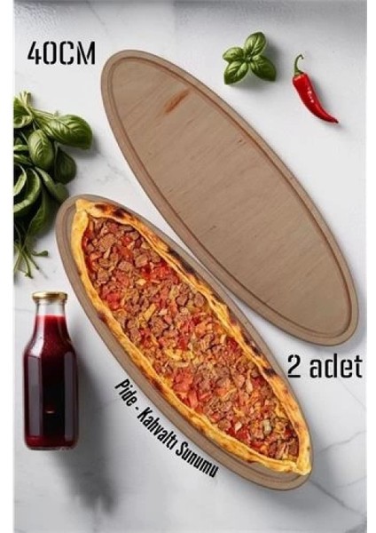 Ahşap Pide Sunum ve Kesim Tahtası 2 Adet 40 cm