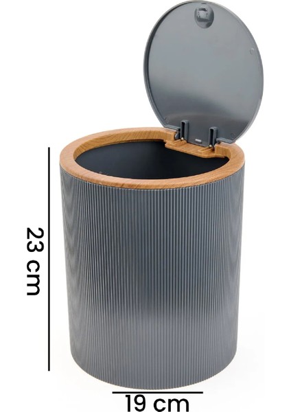 Bath Ahşap Desenli 5’Li Banyo Seti - Antrasit