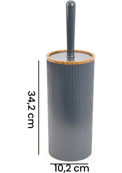 Bath Ahşap Desenli 5’Li Banyo Seti - Antrasit