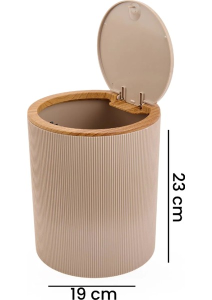 Bath Ahşap Desenli 5’li Banyo Seti - Bej