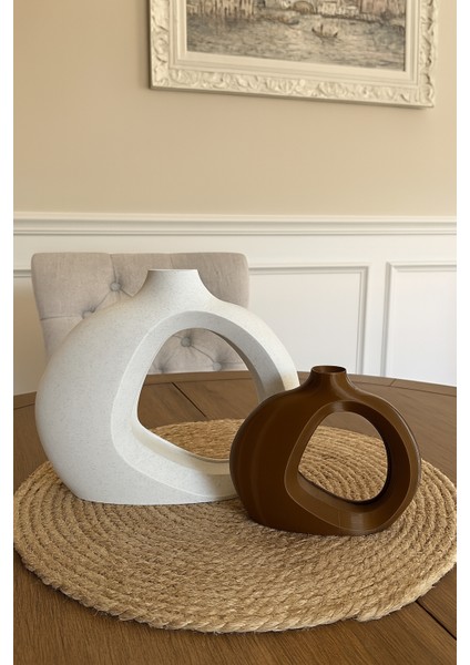 Iskandinav Tarz Ikili Dekoratif Plastik Vazo | Mermer - Bronz Renk %100 Doğal Plastik indirimleri