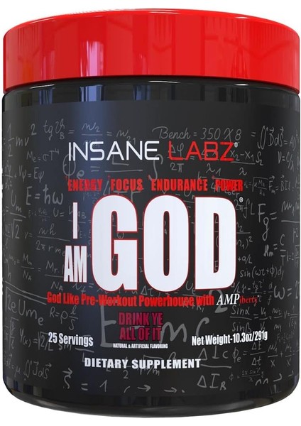 I Am God Preworkout High Stim Creatine Dmae Energy Focus Endurance Muscle Growth