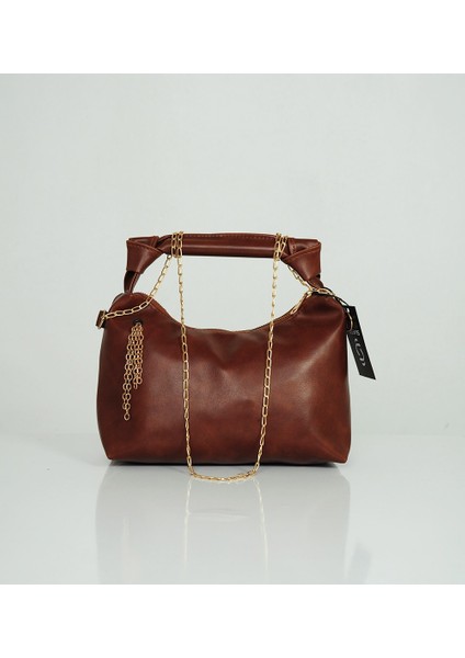 Zincir ve Düğüm Detaylı Çok Şık Deri Çanta