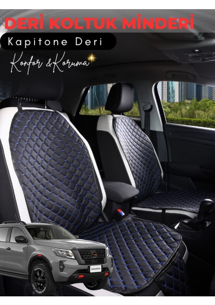 Nissan Navara Uyumlu 2'li Deri Koltuk Minderi | Tam Koruma | Hızlı Montaj | Su geçirmez | c2
