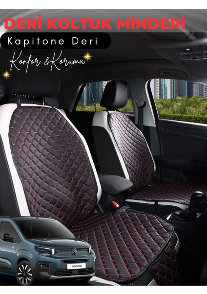 Citroen Berlingo Uyumlu 2'li Deri Koltuk Minderi | Tam Koruma | Hızlı Montaj | Su geçirmez | a1
