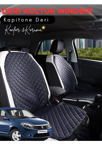 Dacia Sandero 2 Uyumlu 2'li Deri Koltuk Minderi | Terletmez | Universal | Su Geçirmez | A2