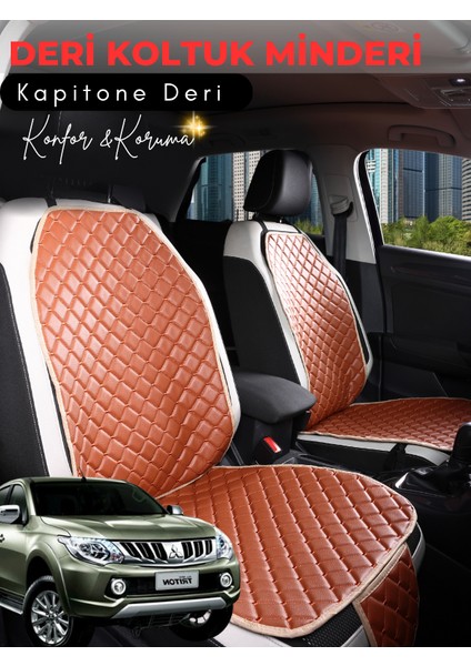 Mitsubishi L200 Uyumlu 2'li Deri Koltuk Minderi | Terletmez | Universal | Su Geçirmez | B6