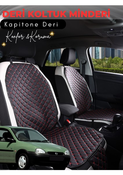 Opel Corsa B Uyumlu 2'li Deri Koltuk Minderi | Terletmez | Kolay Montaj | Oto Koltuk Kılıfı | A1
