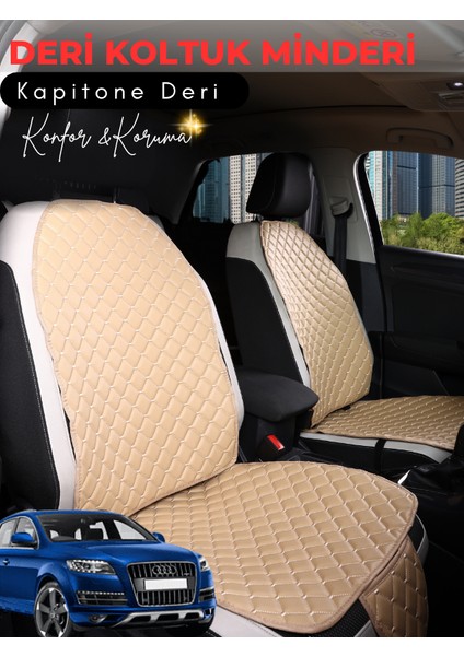 Audi Q7 Uyumlu 2'li Deri Koltuk Minderi | Terletmez | Universal | Oto Koltuk Kılıfı | A7