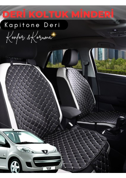 Peugeot 107 Uyumlu 2'li Deri Koltuk Minderi | Terletmez | Kolay Montaj | Oto Aksesuar | A3