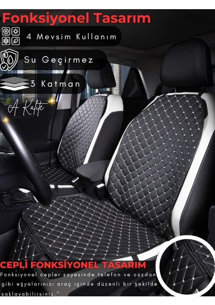 Peugeot 107 Uyumlu 2'li Deri Koltuk Minderi | Terletmez | Kolay Montaj | Oto Aksesuar | A3 modelleri
