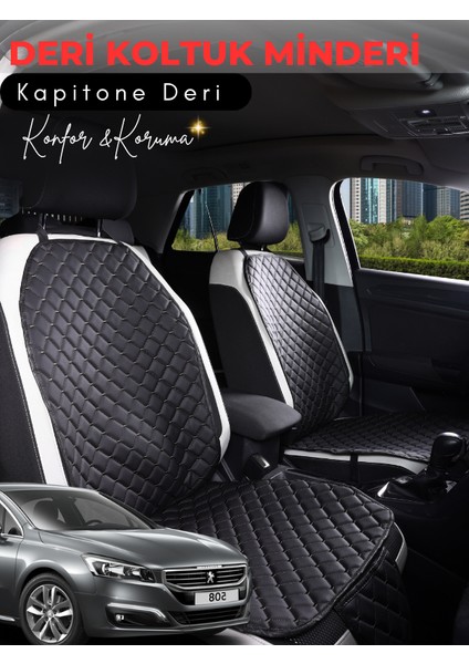 Peugeot 508 Uyumlu 2'li Deri Koltuk Minderi | Terletmez | Universal | Tam Koruma | A4