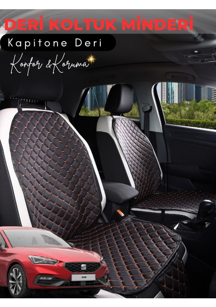 Seat Leon Uyumlu 2'li Deri Koltuk Minderi | Terletmez | Kolay Montaj | Oto Aksesuar | C5