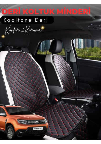 Dacia Duster Uyumlu 2'li Deri Koltuk Minderi | Tam Koruma | Hızlı Montaj | Su geçirmez | a1