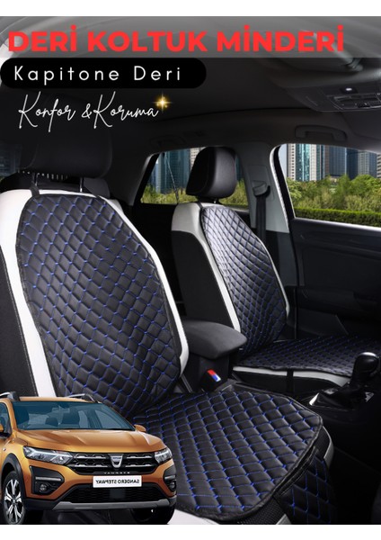 Dacia Sandero 3 Uyumlu 2'li Deri Koltuk Minderi | Terletmez | Universal | Oto Koltuk Kılıfı | A2