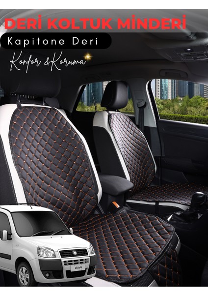 Fiat Doblo Uyumlu 2'li Deri Koltuk Minderi | Terletmez | Universal | Oto Koltuk Kılıfı | B5