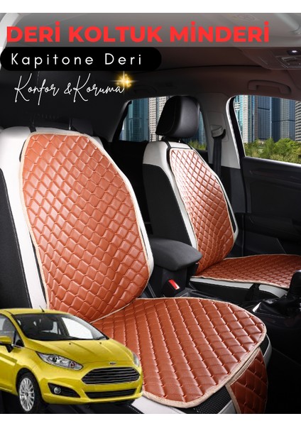Ford Fiesta Uyumlu 2'li Deri Koltuk Minderi | Terletmez | Universal | Su Geçirmez | B6
