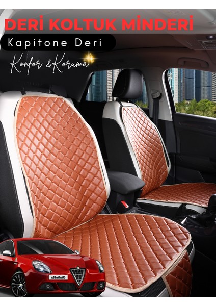 Alfa Romeo Gulietta Uyumlu 2'li Deri Koltuk Minderi | Terletmez | Universal | Tam Koruma | A6