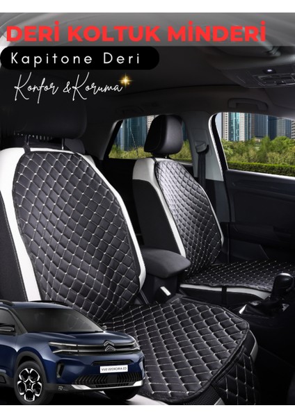 Citroen C5 Aircross Uyumlu 2'li Deri Koltuk Minderi | Universal | Hızlı Montaj | Su Geçirmez |a3