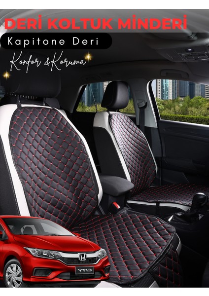 Honda City Uyumlu 2'li Deri Koltuk Minderi | Universal | Hızlı Montaj | Su Geçirmez | A1