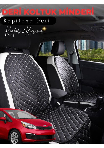 Kia Rio Uyumlu 2'li Deri Koltuk Minderi | Terletmez | Universal | Su Geçirmez | B3