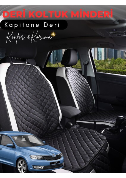 Seat Rapid Uyumlu 2'li Deri Koltuk Minderi | Terletmez | Universal | Su Geçirmez | A4