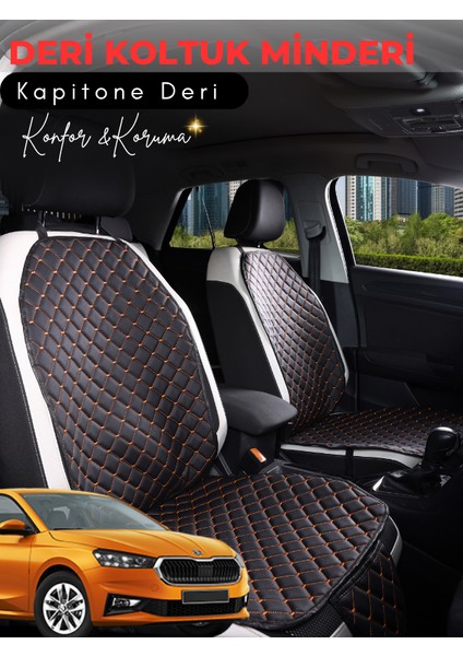 Skoda Fabia 4 Uyumlu 2'li Deri Koltuk Minderi | Universal | Hızlı Montaj | Su Geçirmez | A5