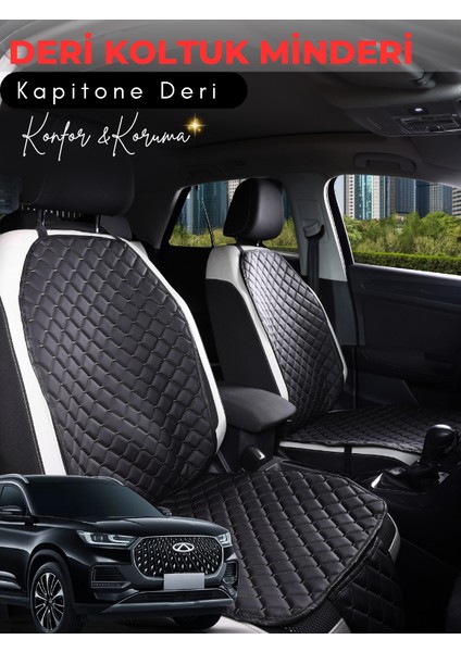 Chery Tiggo 8 Pro Uyumlu 2'li Deri Koltuk Minderi | Universal | Hızlı Montaj | Su Geçirmez | A4