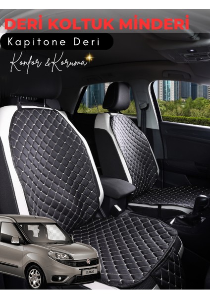 Fiat Doblo Uyumlu 2'li Deri Koltuk Minderi | Terletmez | Universal | Oto Koltuk Kılıfı | C3