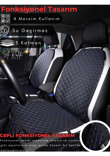 Fiat Doblo Uyumlu 2'li Deri Koltuk Minderi | Terletmez | Universal | Oto Koltuk Kılıfı | A2 modelleri