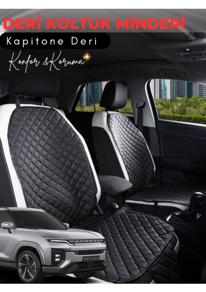 Ssangyong Actyon Uyumlu 2'li Deri Koltuk Minderi | Terletmez | Universal | Oto Aksesuar | B4