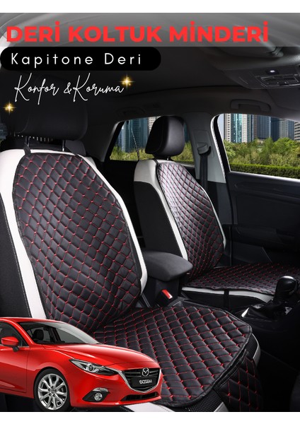 Mazda 3 Uyumlu 2'li Deri Koltuk Minderi | Universal | Hızlı Montaj | Su Geçirmez | A1