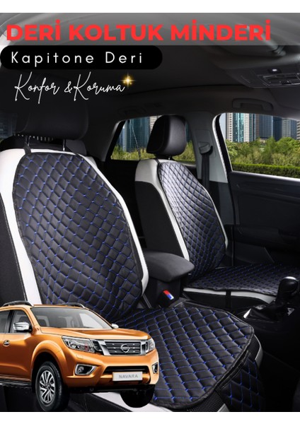 Nissan Navara Uyumlu 2'li Deri Koltuk Minderi | Tam Koruma | Hızlı Montaj | Su geçirmez | b2
